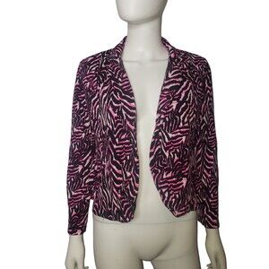 LOVE UNIVERSITY Pink and Black Zebra Striped Blazer Jacket Size Large